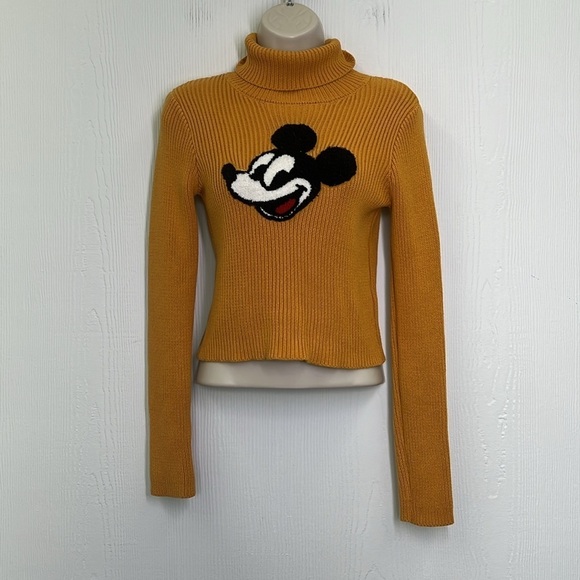 Forever 21 - Disney X Mickey Mouse Retro Yellow Crop Turtleneck Size Small - Picture 3 of 10
